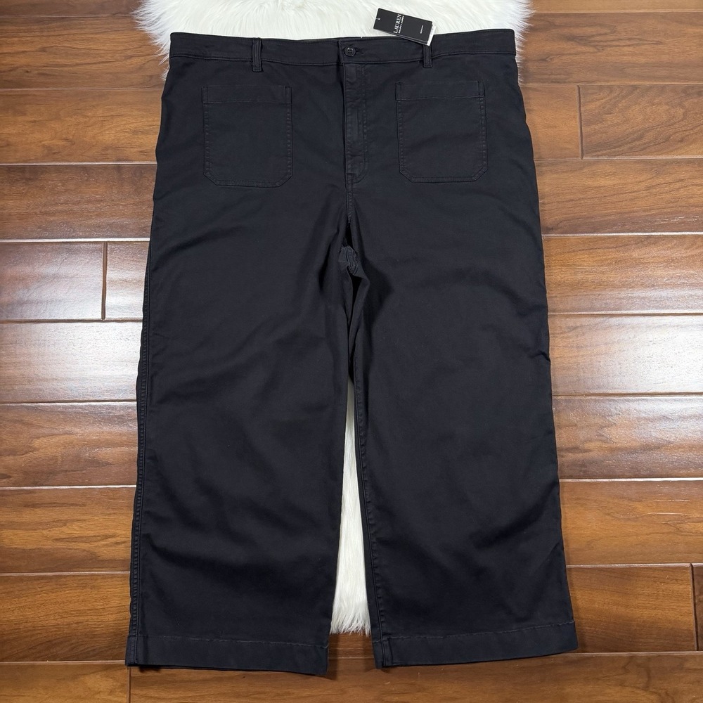Lauren Ralph Lauren Women's Size 18 W Black Yurshane Cropped Pants Patch Pocket